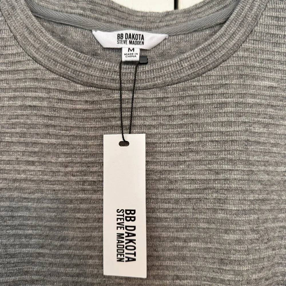 NWT BB Dakota Steve Madden Knit The Scene LS Sweater Dress Medium Heather Grey